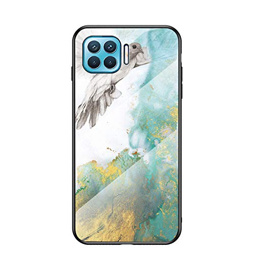 JZ Marble Glass Hülle for Für Oppo F17 Pro with [Soft Edge + Tempered Glass Back Cover] - Jadeite Marble von JZ