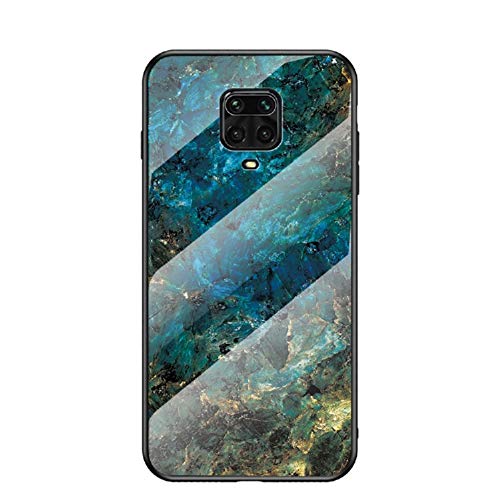 JZ Marble Glass Hülle for Für Xiaomi Redmi Note 9 Pro/Redmi Note 9 Pro Max with [Soft Edge + Tempered Glass Back Cover] - Jadeite Marble von JZ