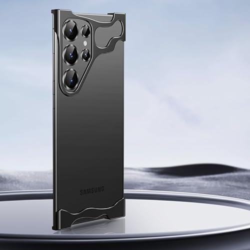 JZ Nude Feel No Frame Fall für Samsung Galaxy S23 Ultra S23U Ultra Case Kompatibel mit MagSafe - Aluminiumlegierung Fall gepaart mit Linsenfilm Nackt fühlen Telefonabdeckung-Black von JZ