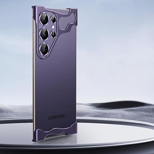 JZ Nude Feel No Frame Fall für Samsung Galaxy S24 S24Plus S24+ Case Kompatibel mit MagSafe - Aluminiumlegierung Fall gepaart mit Linsenfilm Nackt fühlen Telefonabdeckung-Purple von JZ