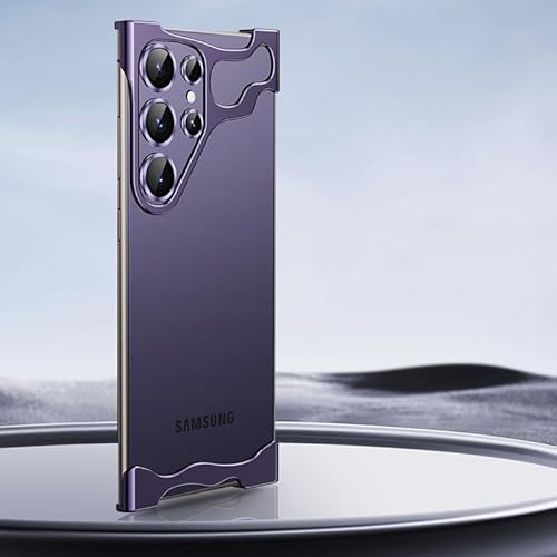 JZ Nude Feel No Frame Fall für Samsung Galaxy S24 Ultra S24U Ultra Case Kompatibel mit MagSafe - Aluminiumlegierung Fall gepaart mit Linsenfilm Nackt fühlen Telefonabdeckung-Purple von JZ