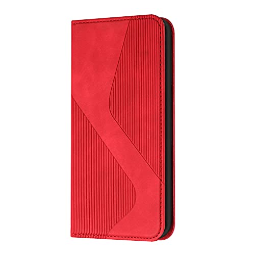 JZ P30 Lite Red Splicing Diagonal Triangle Hülle for Für Huawei P30 Lite/Nova 4e Solid Color S Shape Flip Cover von JZ