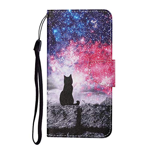 JZ Painted Design Wallet Hülle for Für Samsung S20 / S20 5G Flip Cover with [Stand][Wrist Strap] - Stars and Cats von JZ