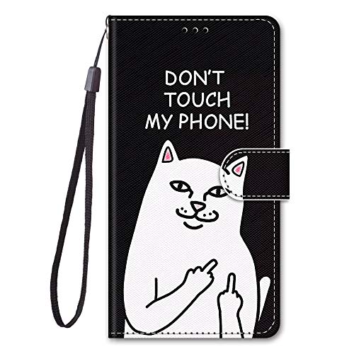 JZ [Painted Design Wallet Phone Hülle Compatible with Samsung Galaxy A42 5G Flip Cover - White Cat von JZ