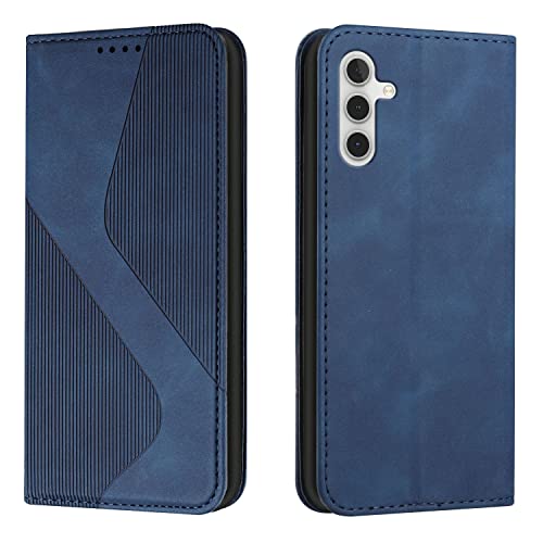 JZ [Solid Color[Ständer Flip][Magnetic Closure][PU Leather] - S-Type Pattern Geldbörse Karteninhaber Stoßfest Fall für Samsung Galaxy S24 Case - Blue von JZ