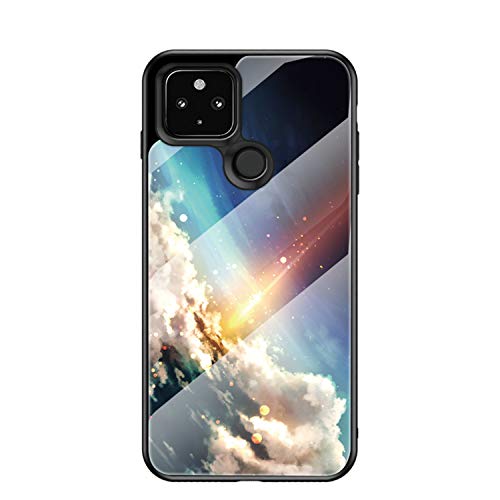JZ Starry Sky Design Glass Phone Hülle Compatible with Google Pixel 4A 5G(Not to Confused with Google Pixel 4A 4G) with Soft Edge + Tempered Glass Back Cover - Bright Starry Sky von JZ