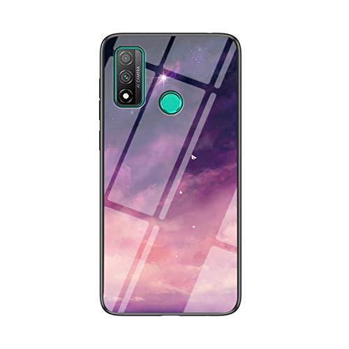 JZ Starry Sky Design Glass Phone Hülle Compatible with Huawei P Smart 2020 with Soft Edge + Tempered Glass Back Cover - Purple & Pink von JZ