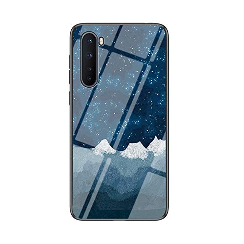 JZ Starry Sky Design Glass Phone Hülle Compatible with OnePlus Nord with Soft Edge + Tempered Glass Back Cover - Blue von JZ