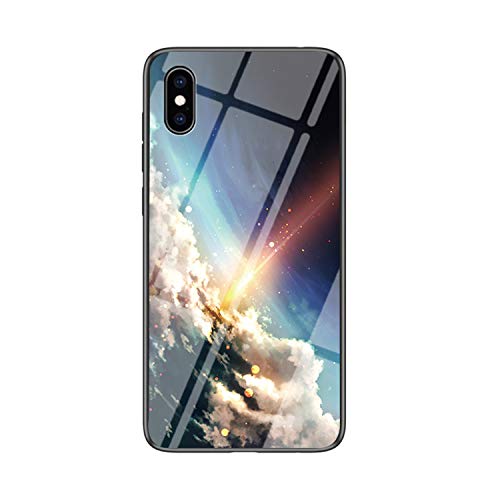 JZ Starry Sky Design Glass Phone Hülle Compatible with iPhone XS/X with Soft Edge + Tempered Glass Back Cover - Bright Starry Sky von JZ