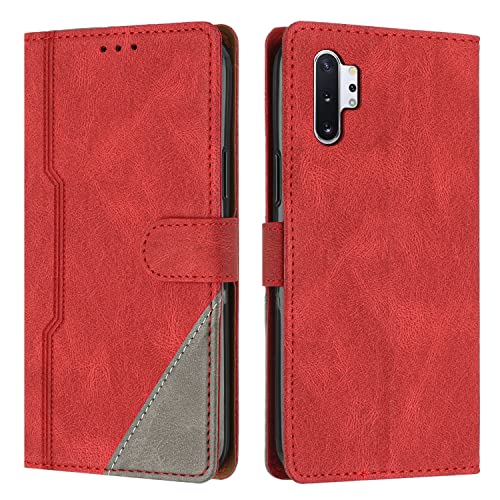 JZASES Hülle für Galaxy Note 10 Plus/Galaxy Note 10 Plus 5G, Brieftasche Klapphülle, PU Leder Stoßfeste Magnetische Schutzhülle Tasche Kompatibel mit Samsung Galaxy Note 10 Plus, Rot von JZASES