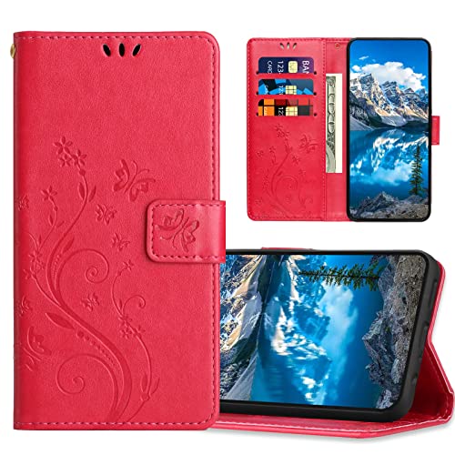 JZASES Hülle für Samsung Galaxy Note 10 / Galaxy Note 10 5G, PU Leder Handyhülle, Klappbar Prägung Brieftasche Stoßfeste Schutzhülle Kompatibel mit Samsung Note 10 / Note 10 5G, Rosarot von JZASES