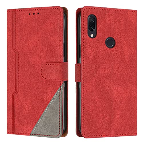 JZASES Hülle für Xiaomi Redmi Note 7 Pro/Redmi Note 7, Brieftasche Klapphülle, PU Leder Stoßfeste Magnetische Schutzhülle Tasche Kompatibel mit Xiaomi Redmi Note 7 Pro/Redmi Note 7, Rot von JZASES