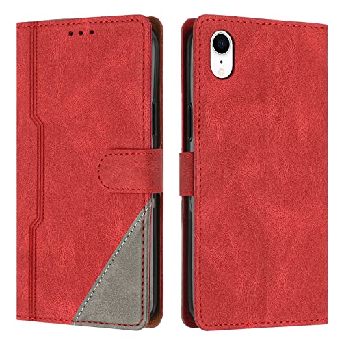 JZASES Hülle für iPhone XR, Brieftasche Klapphülle, PU Leder Stoßfeste Magnetische Schutzhülle Tasche Kompatibel mit iPhone XR, Rot von JZASES