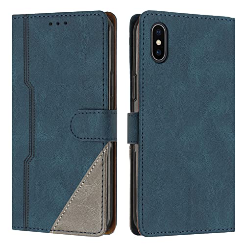 JZASES Hülle für iPhone XS Max, Brieftasche Klapphülle, PU Leder Stoßfeste Magnetische Schutzhülle Tasche Kompatibel mit iPhone XS Max, Blau von JZASES