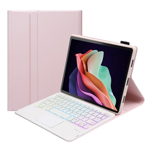 JZCZMCE Tastatur Hülle für Huawei MatePad Pro 10.8" Tablet, 7 Farbige Beleuchtung, Abnehmbare Kabellose Tastatur mit Multi-Touch Trackpad,Rosa von JZCZMCE