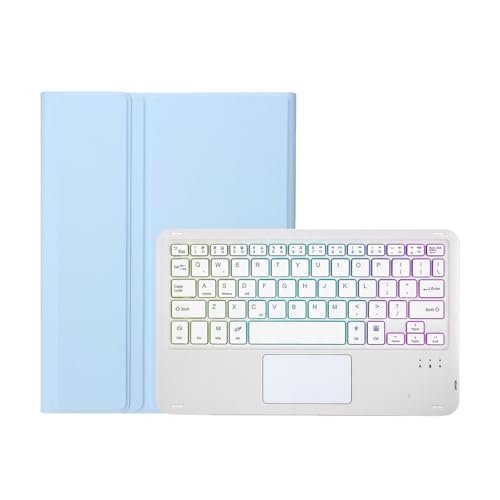 JZCZMCE Tastatur Hülle für Redmi Pad SE 11" 2023 Tablet, 7 Farbige Beleuchtung, Abnehmbare Kabellose Tastatur mit Multi-Touch Trackpad,Blau von JZCZMCE