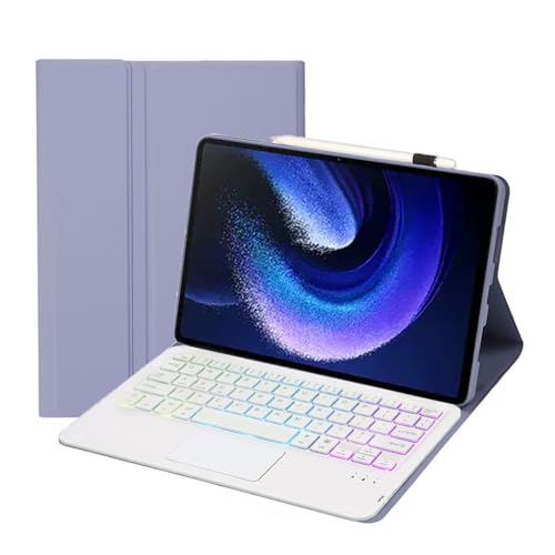 JZCZMCE Tastatur Hülle für Redmi Pad SE 11" 2023 Tablet, 7 Farbige Beleuchtung, Abnehmbare Kabellose Tastatur mit Multi-Touch Trackpad,Lila von JZCZMCE