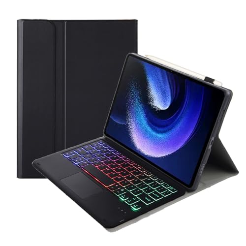 JZCZMCE Tastatur Hülle für Xiaomi Mi Pad 6/6 Pro 11" 2023 Tablet, 7 Farbige Beleuchtung, Abnehmbare Kabellose Tastatur mit Multi-Touch Trackpad,Schwarz von JZCZMCE
