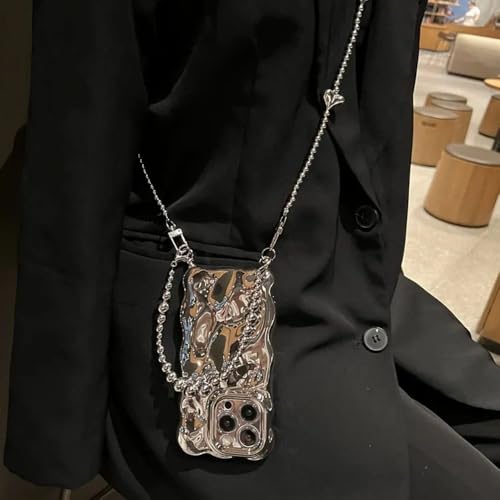 JZFDCLF Luxuriöse Handyhülle mit silbernem Perlen-Crossbody-Lanyard-Armband für iPhone 15 11 12 13 14Plus, einfarbige Schutzhülle, A1, für iPhone 15 Pro JZFDCLF Luxuriöse Handyhülle mit silbernem Perlen-Crossbody-Lanyard-Armband für iPhone 15 11 12 13 14Plus, einfarbige Schutzhülle, A1, für iPhone 15 Pro von JZFDCLF