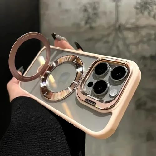 JZFDCLF Magnetische Glaslinsen-Ständer-Telefonhülle für iPhone 16 11 13 15 12 14 Pro Max 16 Plus Transparente Hüllenabdeckung, Pink, Für iPhone 14ProMax JZFDCLF Magnetische Glaslinsen-Ständer-Telefonhülle für iPhone 16 11 13 15 12 14 Pro Max 16 Plus Transparente Hüllenabdeckung, Pink, Für iPhone 14ProMax von JZFDCLF