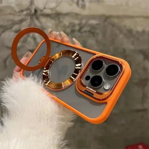 JZFDCLF Magnetische Glaslinsen-Ständer-Telefonhülle für iPhone 16 11 13 15 12 14 Pro Max 16 Plus Transparente Hüllenabdeckung, orange, für iPhone 16PRO JZFDCLF Magnetische Glaslinsen-Ständer-Telefonhülle für iPhone 16 11 13 15 12 14 Pro Max 16 Plus Transparente Hüllenabdeckung, orange, für iPhone 16PRO von JZFDCLF