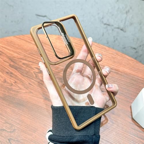 JZFDCLF Magnetische Schutzhülle mit faltbarem Objektivständer für Samsung S25 Ultra S24 FE S23 Plus S22, transparente, kabellose Ladehülle, stoßfeste PC-Abdeckung, braun, für S23 FE JZFDCLF Magnetische Schutzhülle mit faltbarem Objektivständer für Samsung S25 Ultra S24 FE S23 Plus S22, transparente, kabellose Ladehülle, stoßfeste PC-Abdeckung, braun, für S23 FE von JZFDCLF