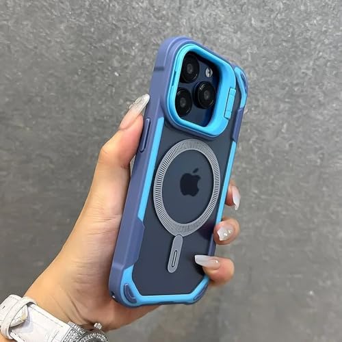 JZFDCLF Schutzhülle mit faltbarem Objektivständer für iPhone 16 12 13 11 14 15 Pro Max Plus, magnetische Panzerung, stoßfeste Stoßstangenabdeckung, blau, für iPhone 14 Pro JZFDCLF Schutzhülle mit faltbarem Objektivständer für iPhone 16 12 13 11 14 15 Pro Max Plus, magnetische Panzerung, stoßfeste Stoßstangenabdeckung, blau, für iPhone 14 Pro von JZFDCLF