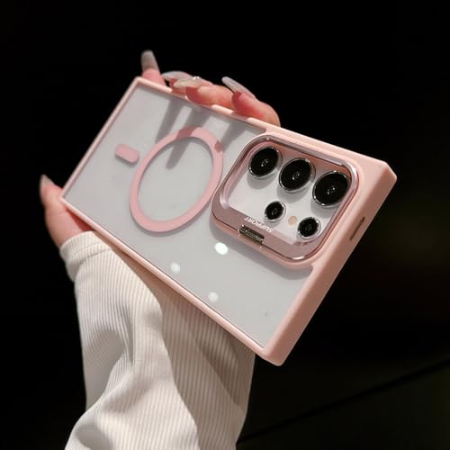 Luxuriöse, magnetische, stoßfeste Hülle für Samsung Galaxy S24, S23, S22 Ultra Plus FE, Standglas-Objektivschutzhülle, Pink, für S23ULTRA Luxuriöse, magnetische, stoßfeste Hülle für Samsung Galaxy S24, S23, S22 Ultra Plus FE, Standglas-Objektivschutzhülle, Pink, für S23ULTRA von JZFDCLF