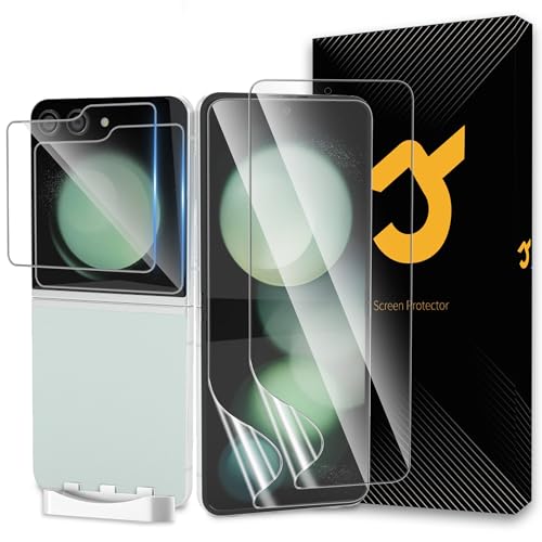 2+2 Schutzfolie für Z Flip 5 [Nicht-Glas], 2 Stück Flexible EPU-Folie, 2 Stück Kameraschutz, Selbstheilung in 10 Sekunden, Hüllenfreundlich, Fingerabdruck -ID kompatibel für Z Flip 5 Displayschutz von JZG