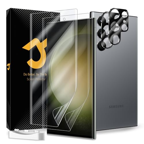 2+2 Stück für Samsung Galaxy S23 Ultra Schutzfolie, 2 Stück Selbstheilende EPU-Folie, 2 Stück Kameraschutz, Fingerabdruck-ID unterstützen, Anti-Kratzer, HD Klar S23 Ultra Displayschutz 2+2 Stück für Samsung Galaxy S23 Ultra Schutzfolie, 2 Stück Selbstheilende EPU-Folie, 2 Stück Kameraschutz, Fingerabdruck-ID unterstützen, Anti-Kratzer, HD Klar S23 Ultra Displayschutz von JZG