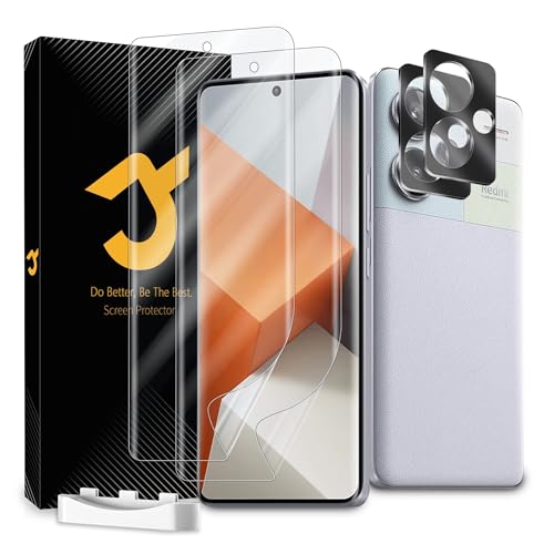 JZG 2+2 Stück für Xiaomi Redmi Note 13 Pro Plus Schutzfolie[Nicht-Glas], 2 Stück EPU-Folie, 2 Stück Kameraschutz, Fingerabdruck-ID unterstützen, Anti-Kratzer, HD Klar Note 13 Pro Plus Displayschutz von JZG