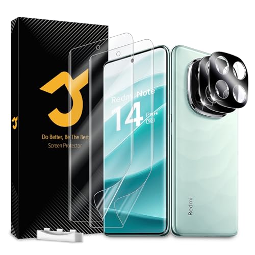JZG 2 + 2 Stück Displayschutzfolie für Xiaomi Redmi Note 14 Pro Plus, EPU Displayschutz, Hartglas für Xiaomi Redmi Note 14 Pro Plus Objektiv, Selbstheilung, blasenfrei, einfach zu installieren von JZG