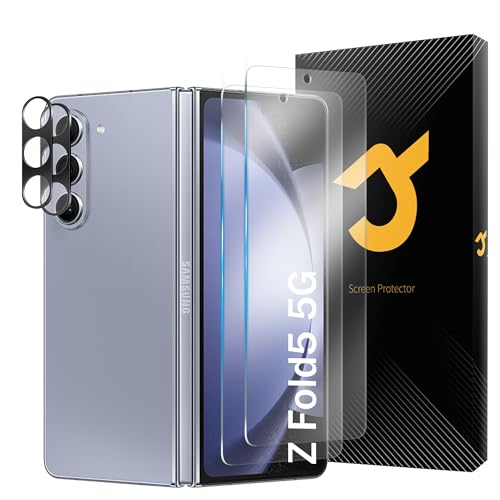JZG für Samsung Galaxy Z Fold 5 Panzer Schutz Glas mit 2 Stück Front Schutzfolie und 2 Stück Kameraschutz, 9H Härte, Anti- Kratzer, Anti-Blasenfrei, Ultra-HD Displayschutzfolie von JZG