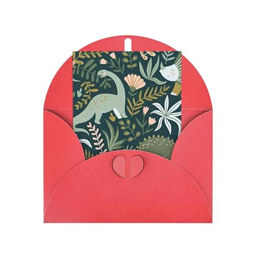 Niedliche Dinosaurier-Grußkarte aus elegantem Perlpapier für Weihnachten, Segenskarte, Geburtstag, Valentinstag von JZIRQWKXVS