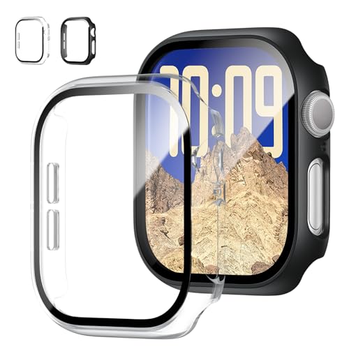 2 Stück Schutzhülle mit Apple Watch 10 42mm Displayschutz, Slim Guard Bumper Full Coverage Hard PC Protective Cover HD Ultra-Thin Cover für iWatch 10 42mm von JZK