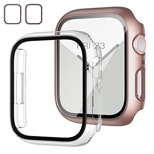 2 x Schutzhülle mit gehärtetem Glas für die Apple-Watch-Serie 3/2/1, 38 mm, JZK Slim Guard, Stoßstange, vollständige Abdeckung, harte PC-Schutzhülle, HD, ultradünne Abdeckung für iWatch 38 mm von JZK