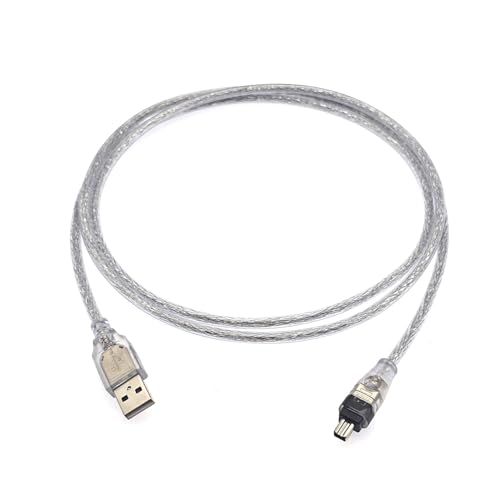 JZK 1,5 m IEEE 1394 4-poliges auf USB 2.0-Stecker Firewire-Kabel, Firewire-auf-USB-Adapterkabel-Konverterkabel für die digitale Videokamera Sony DCR-TRV75E DV Mini-DV D8 JZK 1,5 m IEEE 1394 4-poliges auf USB 2.0-Stecker Firewire-Kabel, Firewire-auf-USB-Adapterkabel-Konverterkabel für die digitale Videokamera Sony DCR-TRV75E DV Mini-DV D8 von JZK