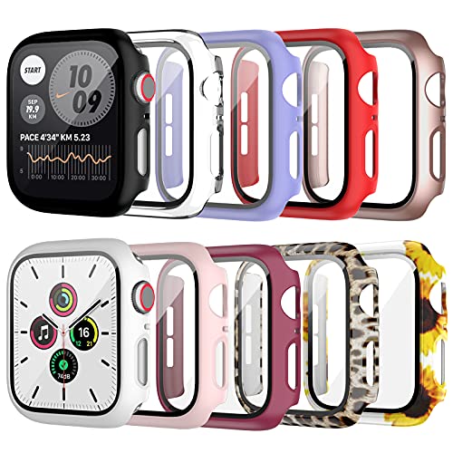 JZK 10 Stück Hülle für Apple Watch 3/2/1 42mm, mit Gehärtetes Glas Displayschutz, Vollschutz HD Ultradünne Kratzfest Case für iWatch 42mm von JZK