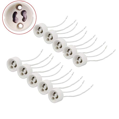 JZK 10 x Keramik GU10 Lampenfassung LED Sockel mit Blei für GU10 Halogen Glühlampe LED Lampe CFL Lampe, GU10 Lampenhalter mit Silikondraht JZK 10 x Keramik GU10 Lampenfassung LED Sockel mit Blei für GU10 Halogen Glühlampe LED Lampe CFL Lampe, GU10 Lampenhalter mit Silikondraht von JZK