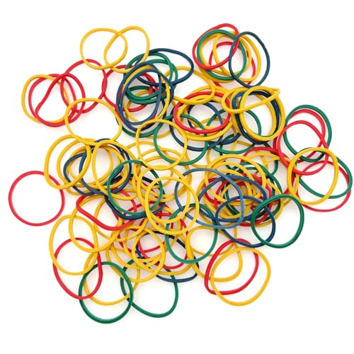 JZK 100 x farbige Gummibänder, Gummibänder, 25 mm x 1,5 mm, robuste dicke Gummibänder, Bürobreite Gummibänder, stabile Stretch-Gummibänder für Zuhause und Schule von JZK