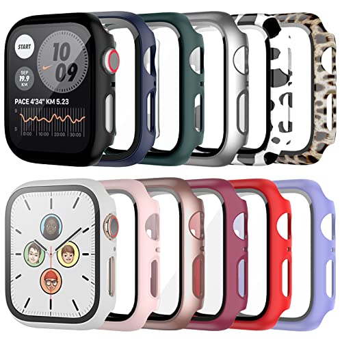 JZK 12 Stück Hülle für Apple Watch Series 8/ Series 7 45mm, Gehärtetes Glas Displayschutz, Schutzhülle HD Ultradünne Kratzfest für iWatch 8/7 45mm von JZK