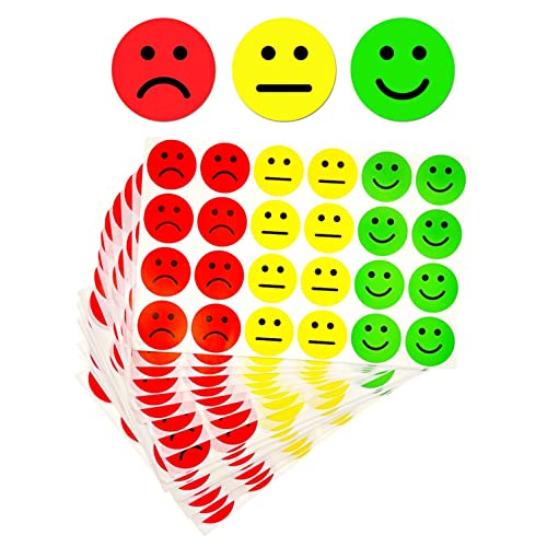 JZK 1200x Runde rote gelbe grüne Ampel Smiley Aufkleber, Emotions-Aufkleber, fröhliche lächelnde Gesichtsaufkleber traurige, Belohnungsaufkleber, Stimmungsaufkleber, gute und schlechte Aufkleber von JZK