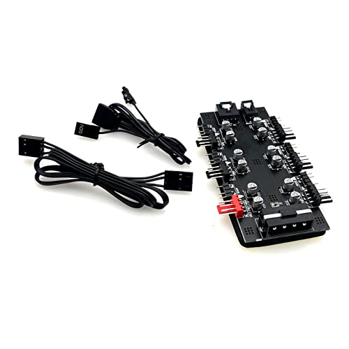 JZK 12V 4Pin PWM 5V 3Pin ARGB mit SATA 15Pin Power 2-in-1 Hub 6-Wege-Sync-CPU-Lüfter adressierbare RGB-Beleuchtung PCB-Splitter für erweiterte Motherboard-Schnittstelle von JZK