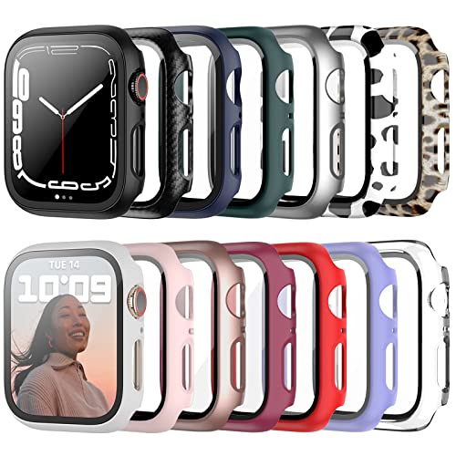 JZK 14 Stück Schutzhülle für Apple Watch SE/6/5/4 40mm, Gehärtetes mit Glas Displayschutz, Vollschutz HD Ultradünne Kratzfest Case für iWatch SE/6/5/4 40mm von JZK