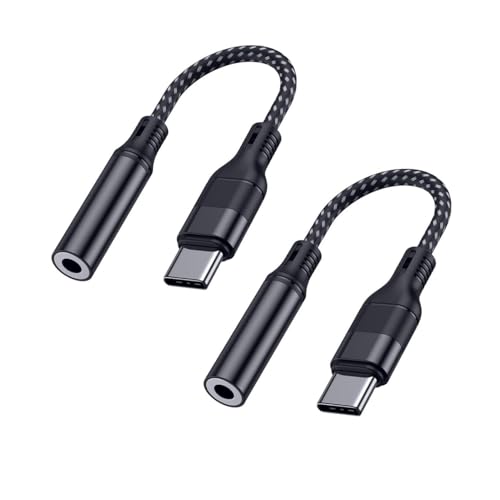 JZK 2 STK. USB C auf 3.5 mm Klinke Adapter, USB C auf Aux Digital Audio Ohrhörer Adapter mit Hi Res DAC Chip für iPhone 15 Pro/Max, für Samsung Galaxy S24/S23, für Pixel 3, iPad Pro von JZK