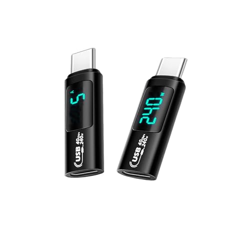 JZK 2 Stück 240 W USB C Mini LED Anzeigeadapter, Leistungsmonitor für C USB Geräte, Handy, Tablet-Netzteil, Ladegerät/Kabel, Spannungs, Stromtester, Schnelllade und Datenübertragungsadapter von JZK