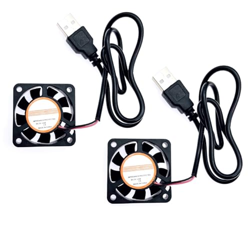 JZK 2 Stück 40 x 40 x 10 mm DC 5 V USB Mini Kühlventilator mit Drähten, 4010 kleiner leiser Kühlventilator 40 mm, Hülsenlager USB-Anschlussventilator, 4 cm bürstenloser DC-Lüfter 5 V von JZK