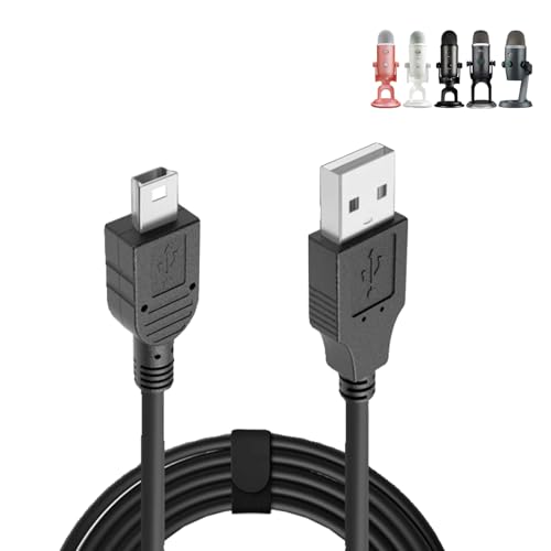 JZK 2 m Mini-USB-Kabel als Ersatz für das Blue Yeti-Mikrofon, USB A 2.0 auf Mini B Strom- und Ladekabel für das Blue Snowball iCE USB-Mikrofon von JZK