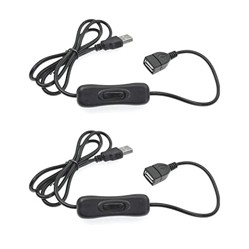 JZK 2 x USB Schalter Kabel 1 Meter USB ON OFF Schalter USB Kabel mit Schalter USB Netzschalter USB Verlängerungskabel mit Ein/Aus-Schalter für Fahren Recorder LED Lampe USB Lüfter LED Streifen Licht von JZK