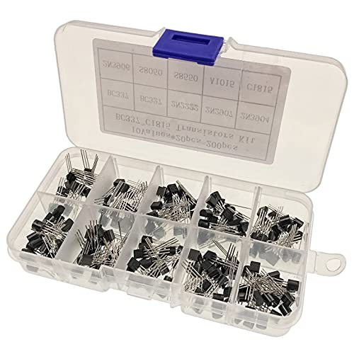 JZK 200 PCS Bipolar BJT Transistoren Sortiment Kit, 10 Werte PNP NPN Leistungstransistoren eingestellt, BC337 BC327 2N2222 2N2907 2N3904 2N3906 S8050 S8550 A1015 C1815 von JZK